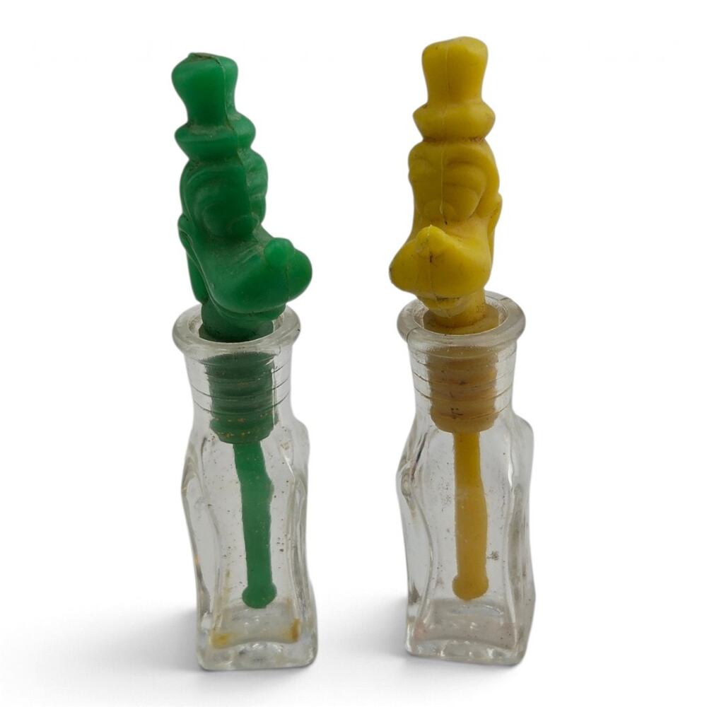 Vintage Disney Goofy Figural Dauber Mini Perfume Bottles Pair Hard to Find